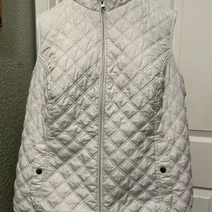 Croft & Barrow White Quilted Vest Size XXL Diamond Stitch Adjustable Waist